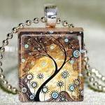 Abstract Tree Of Life Scrabble Pendant With..