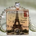 Eiffel Tower Scrabble Pendant With Necklace And..
