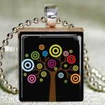 Colorful Tree Scrabble Pendant With Necklace And..