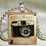 Camera Scrabble Pendant With Necklace And Matching..