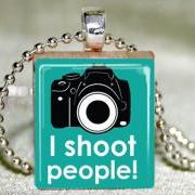 I Shoot People Scrabble Pendant with Necklace and Matching Gift Tin