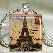 Eiffel Tower Scrabble Pendant with Necklace and Matching Gift Tin
