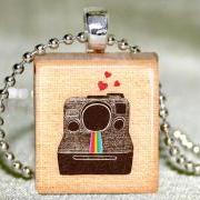 Polaroid Love Scrabble Pendant with Necklace and Matching Gift Tin