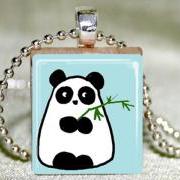 Panda Scrabble Pendant with Necklace and Matching Gift TIn