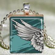 Angel Wing Scrabble Pendant with Necklace and Matching GIft Tin