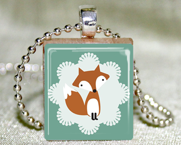 Foxy Fox Scrabble Jewelry With Necklace And Matching Gift Tin