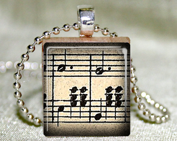 Waltz Music Scrabble Pendant With Necklace And Matching Gift Tin