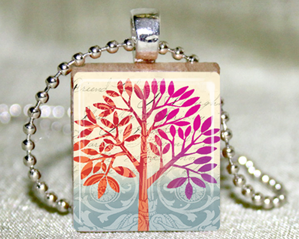 Friendship Tree Scrabble Pendant With Necklace And Matching Gift Tin
