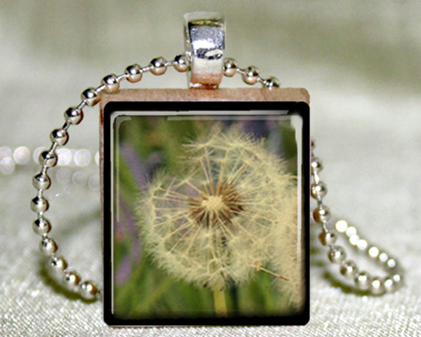 Dandelion Scrabble Pendant With Necklace And Matching Gift Tin