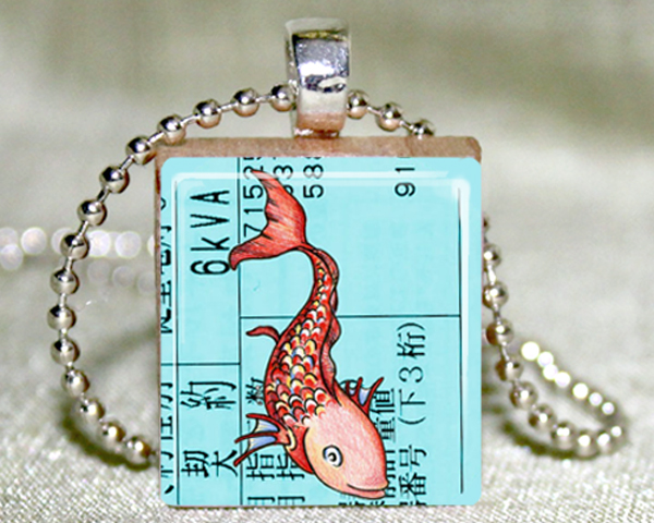 Lucky Koi Scrabble Pendant With Necklace And Matching Gift Tin