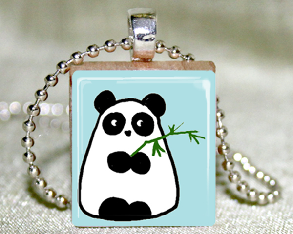 Panda Scrabble Pendant With Necklace And Matching Gift Tin