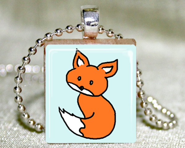 Little Fox Scrabble Pendant With Necklace And Matching Gift Tin