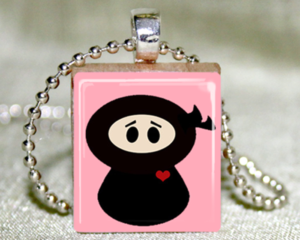 Lil Ninja Scrabble Pendant With Necklace And Matching Gift Tin