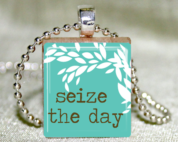 Seize The Day Scrabble Pendant With Necklace And Matching Gift Tin