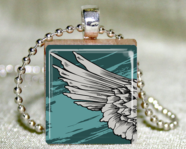 Angel Wing Scrabble Pendant With Necklace And Matching Gift Tin