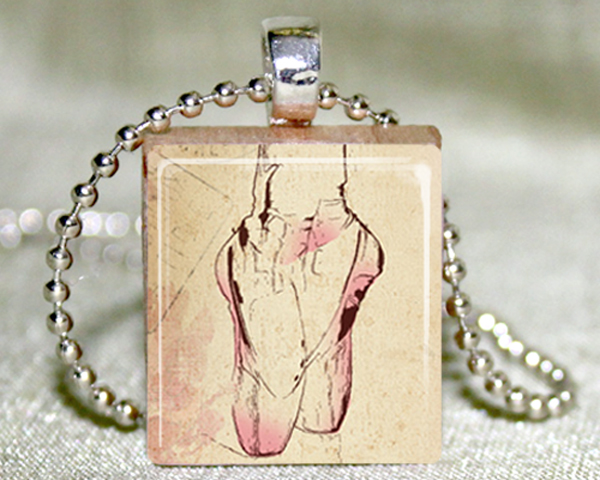 Ballet Shoes Scrabble Pendant With Necklace And Matching Gift Tin